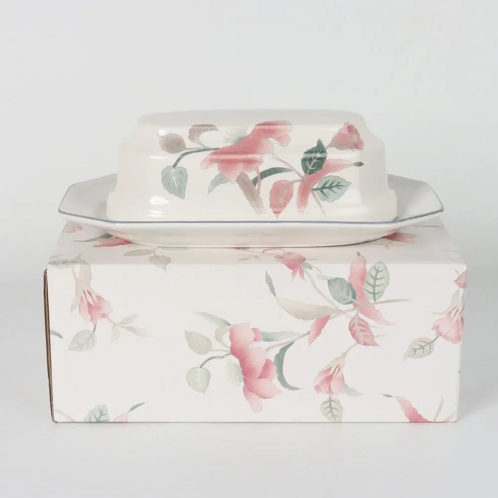 Mikasa Silk Flowers Covered Butter Dish F3003